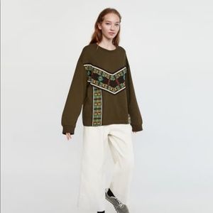 Sweatshirt with pompoms and embroidered detail